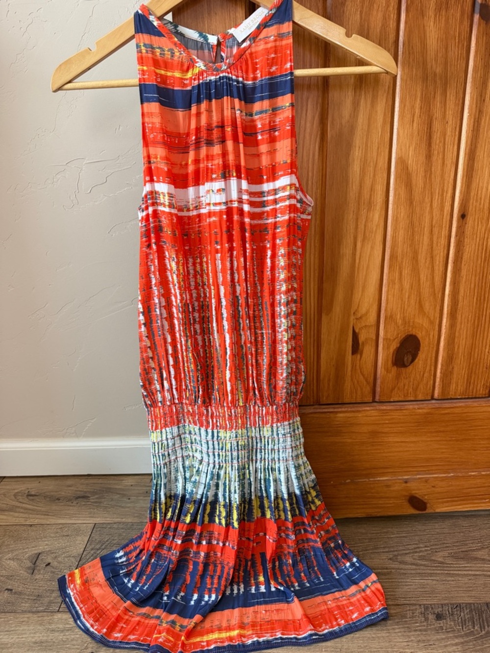 Ramy Brook Alora Smocked Waist Mini Dress XS Multi-Color Abstract